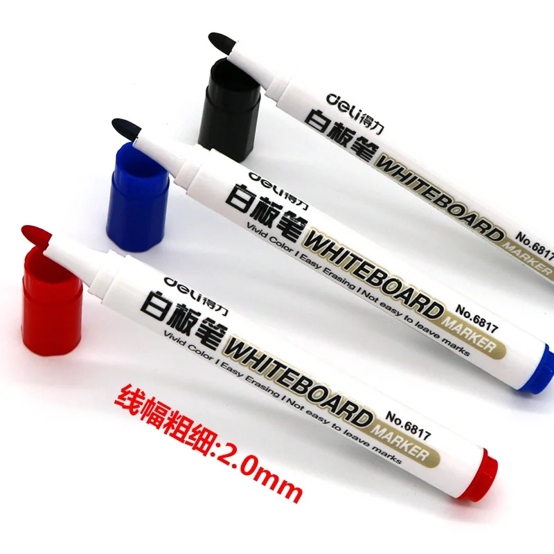 

Deli 2mm Black Blue Red Fast Dry Markers Easy Erase Whiteboard Mark Pen Children Writing Drawing Office School Supply Stationery