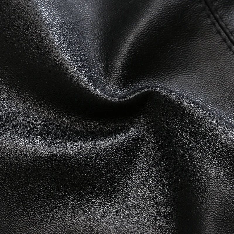 Men\'s Real Sheepskin Motorcycle Jacket, Leather Waistcoats, Large Size, Soft Black Vest, High-end Brand, Free Shipping, 2024