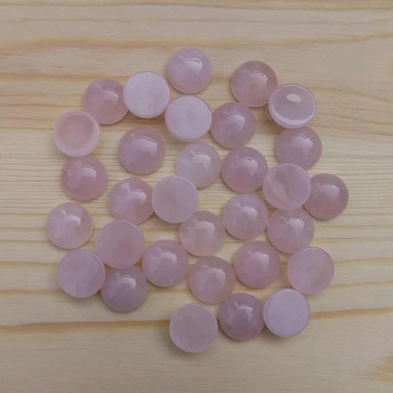 Fashion 50pcs Quartz Rose natural stone Cabochon bead no hole 6 8 10 12 14 16 18 20 MM Single arc jewelry charm Ring accsories