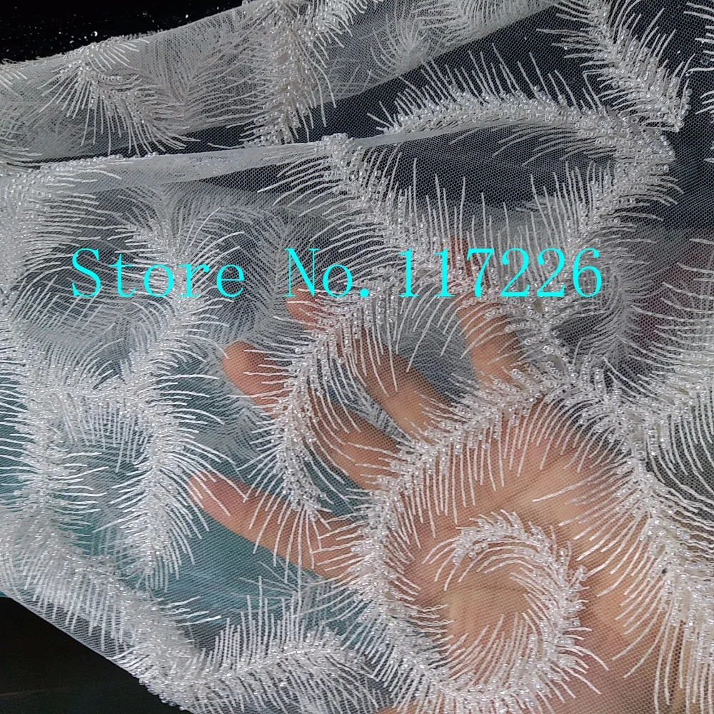 Hot selling Nigerian lace fabric with  beads high quality JRB-12279 african net lace fabrics comfortable lace fabric best design