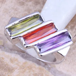Stunning Multigem Purple Cubic Zirconia Silver Plated  Women's Ring Size 6 / 7 / 8 / 9 R1292