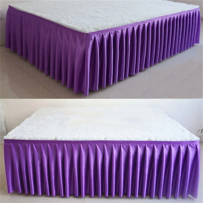 Ice silk chiffon white color wedding table skirt party banquet stage table skirt for table cloth decoration