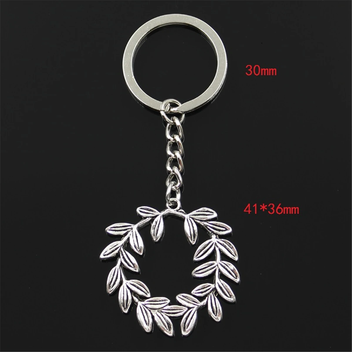 Fashion Olive Branch Wreath 41x36mm Pendant 30mm Key Ring Chain Bronze Silver Color Men Car Gift Souvenirs Keychain Dropshipping