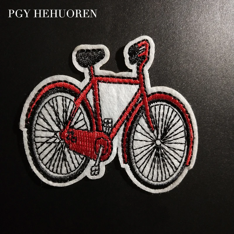 PGY 5pcs/Lot Fashion Cartoon Bicycle Motorcycle Appliques Sticker Embroidered Badges Iron On Patches For Kids Clothing Decor