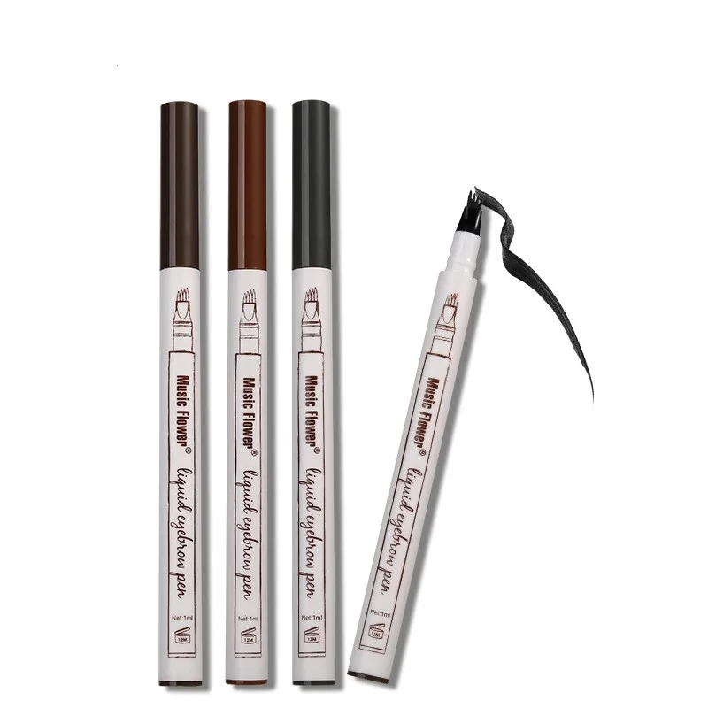 3 cor Dos Olhos Maquiagem 4 Chefes Líquido Sobrancelha Caneta Tatuagem Super Durável À Prova D' Água Eye Brow Pencil Ferramenta de Beleza