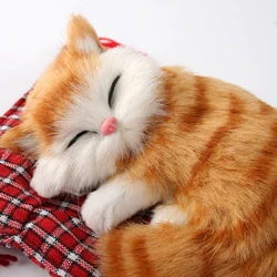 Simulation Animal Doll Stuffed Toys Sleeping Cat Toy With Sounding Kawaii Toys For Kids Birthday Gift Doll Decorations