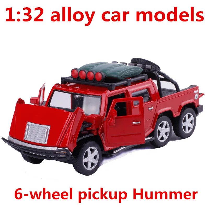 1:32รถรุ่นอัลลอย,จำลองสูง6-wheel Hummerรุ่นของเล่นยานพาหนะโลหะd iecasts,ดึงกลับและกระพริบและดนตรี,จัดส่งฟรี