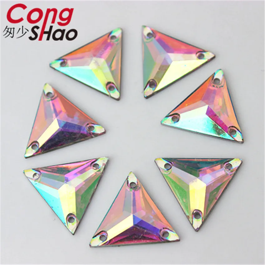 Cong Shao Mix 10 Size Shape Crystals AB Rhinestones trim Flat Back sewing 2 Hole Stones Resin Beads For DIY Wedding Dress YB668