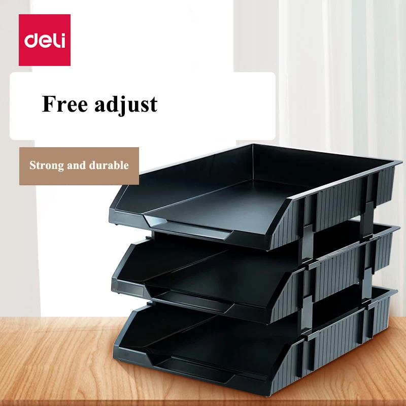 

Deli 9206 plastic Document trays 3 layer file basket file tray documents management black gray colors optional