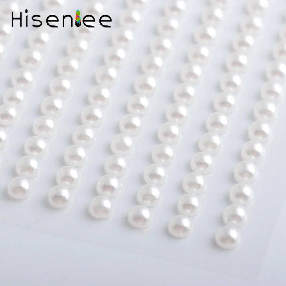 3MM White Pearl 750pcs/set Acrylic Decal Self Adhesive Rhinestone Sticker For DIY Mobile Phone Decoration Decal Accessories