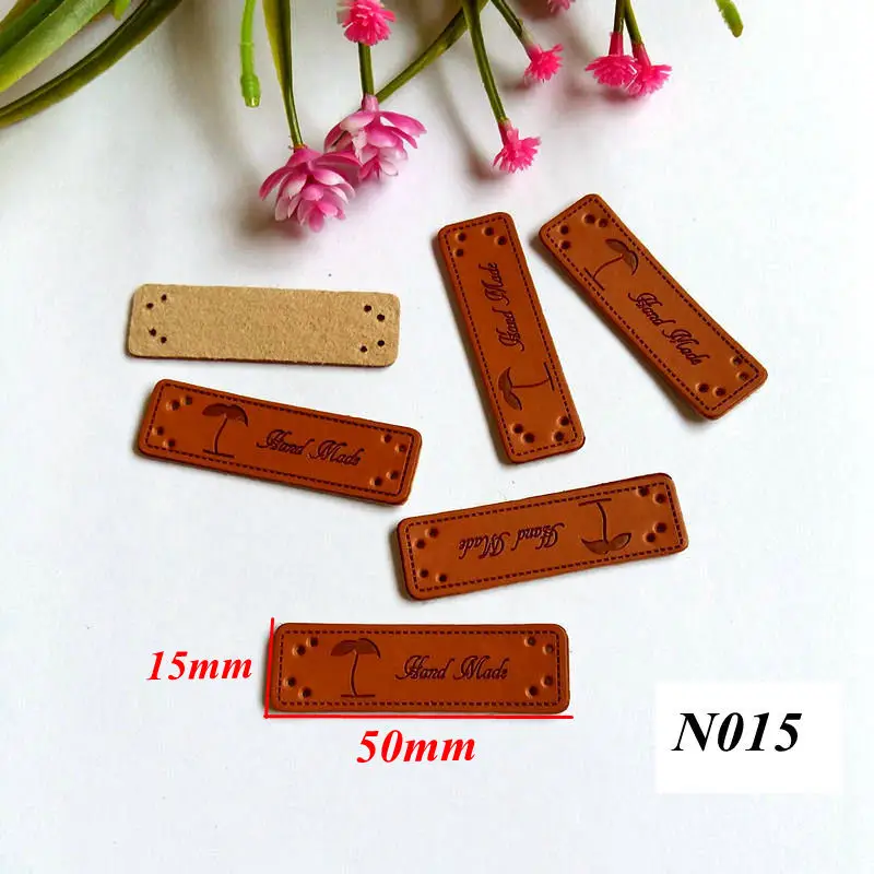 Mix 50PCs/lot Fashion Handmade Labels PU Leather Tags On Clothes for Garment Labels For Jeans Bags Shoes Sewing Accessories view 5
