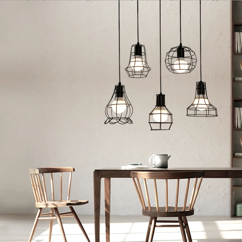 Vintage Industrial Metal Cage Pendant Light Hanging Lamp Edison Bulb lighting Fixture New loft  Pendant Lamps for Bar Bedroom image 2