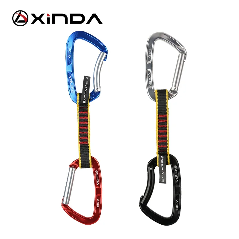 XINDA Professional Safety Lock Extenders Straight Bent Carabiner Rock Climbing Quickdraw Sling Mountaineer Outdoor Protect Kits