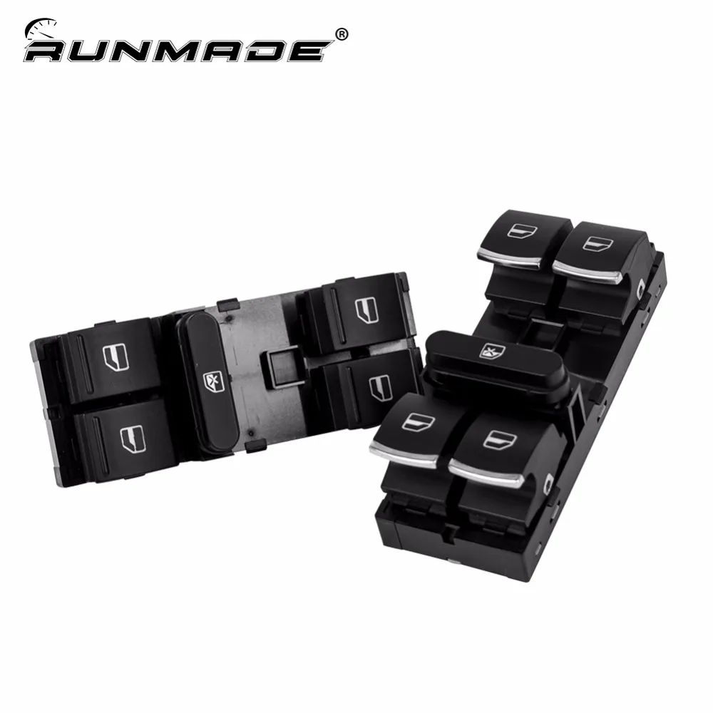 runmade Master Window Panel Switch With Chrome 5ND 959 857 1K4959857B For VW CC Passat Jetta Golf Tiguan Touran