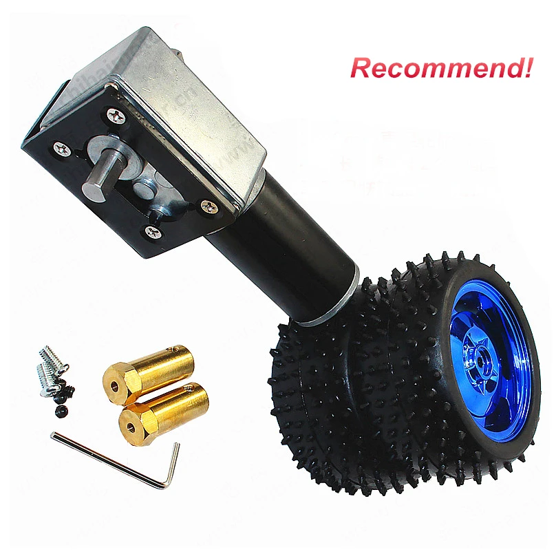 

80MM wheel SUIT,Recommend! GW4058-31ZY DC micro turbine worm gear motor,Double shaft extension double tire