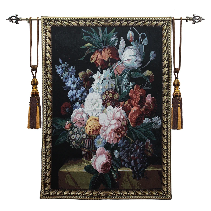 

Belgium Jacquard Tapestry European Fabric Painting "Flowers And Fruits"100*138cm GT-HG005