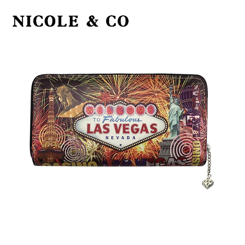 

NICOLE & CO Women Wallets PU Leather Long Style Card Holder Money Purse Fashion Female Zipper Hand Phone Bag