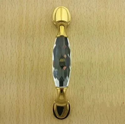 

96mm fashion deluxe glass clear /black crystal villadom furniture decoration handle 3.8" gold drawer cabinet wardrobe door pulls