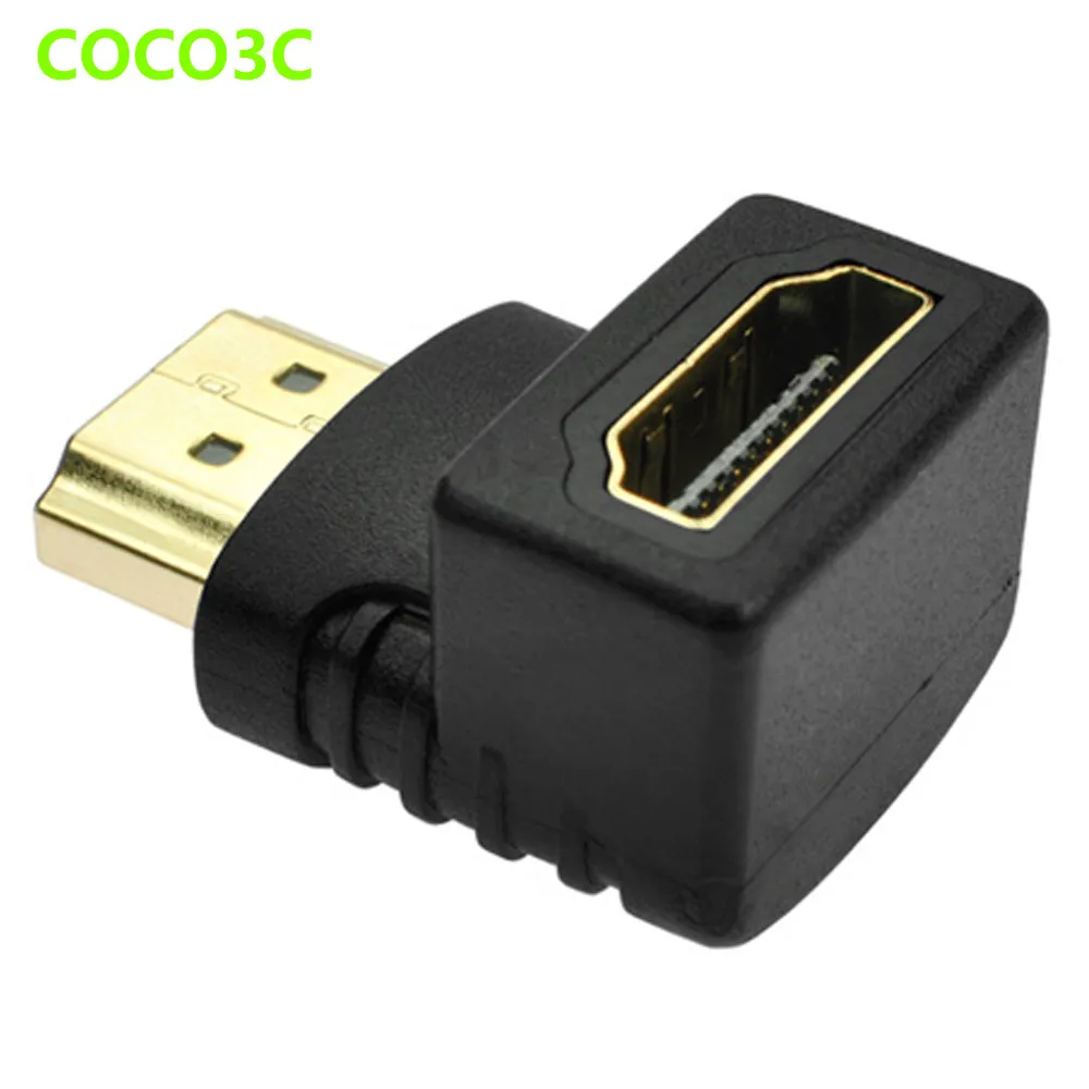 Right Angle Glod Plated HDMI Male connector to Female port Adapter for HDTV 1080P 90 degree L shape HDMI converter Card