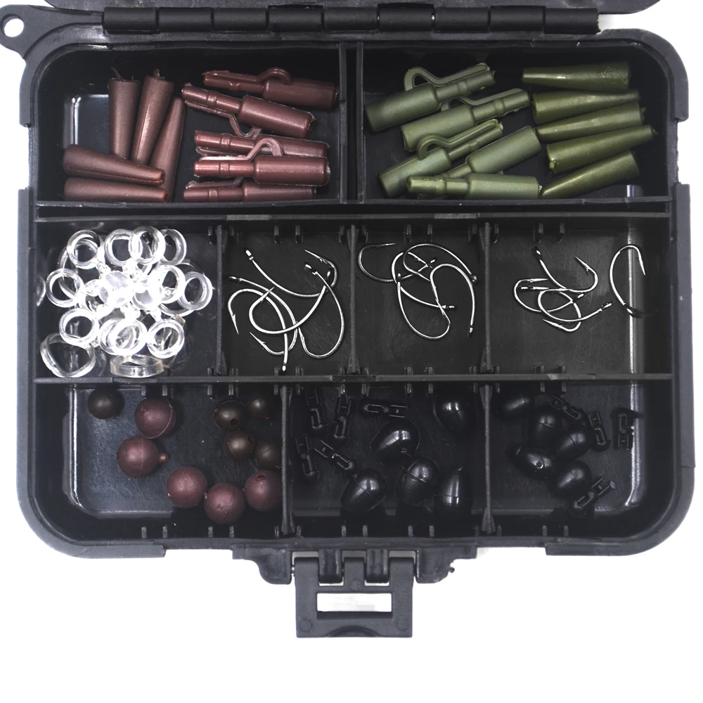 MNFT 1Set Karpfenangeln Zubehör Kit Haken/Wirbel/Schere/Rigging/Anti-Tangle Sleeves/Boilie Hair Rigs/Perlen Terminal Tackle