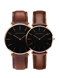 2pcs/ set Japan Movement Leather Strap Casual Fashion Women Top Brand Luxury Waterproof For Couple Watches relogio feminino