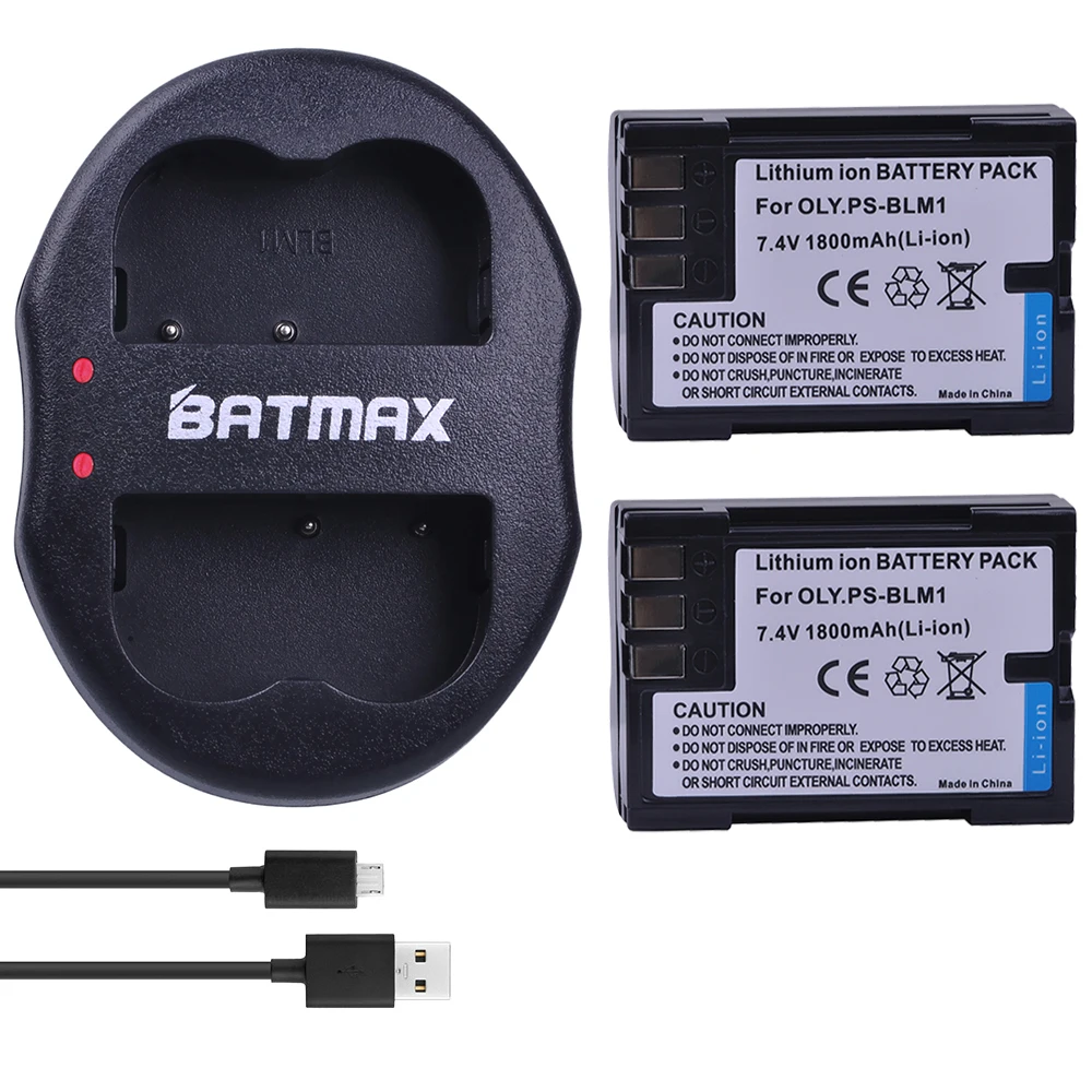 

2Pcs PS-BLM1 BLM-1 PS BLM1 Battery +USB Dual Charger for Olympus E-300 E-330 E-500 E-510 C-5060 C-7070 C-8080 E-1 E-3 E-30 E520