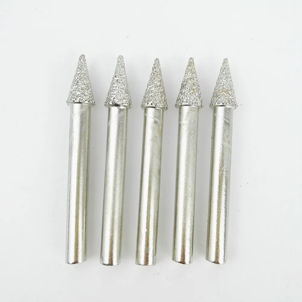 

DIATOOL #20 5pcs Diamond Carving Bits, Cone 8x15MM Mounted Points Vaccum Brazed Diamond Burrs