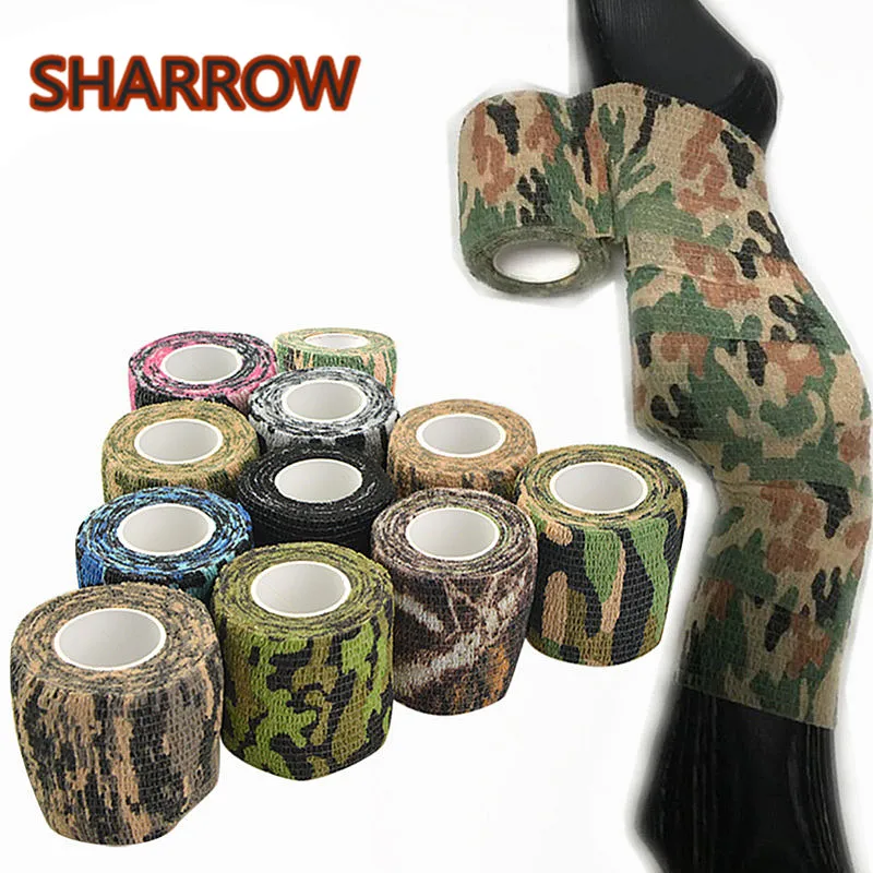 5Pcs 5cmx4.5m Army Camo Camouflage Stealth Tape Survival Multi Tool Non-woven For Bow Outdoor Shooting Practice Tool Accessories