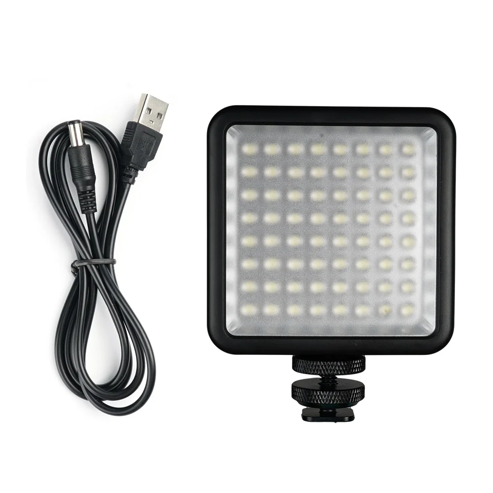 

SUPON 64 LED Lamp USB Charger Cable on Camera 3 Hot Shoe Phone Live Stream Video Light Photo Lighting for iPhone Canon Nikon