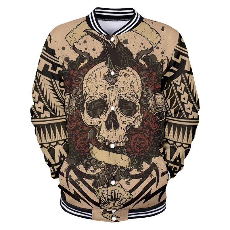 

3d Print Baseball Jacket Tattoo Skull Rose Fashion Men Women Hoodie Sweatshirts Coats Casual Long Sleeve 3D Hoodies Jackets Tops