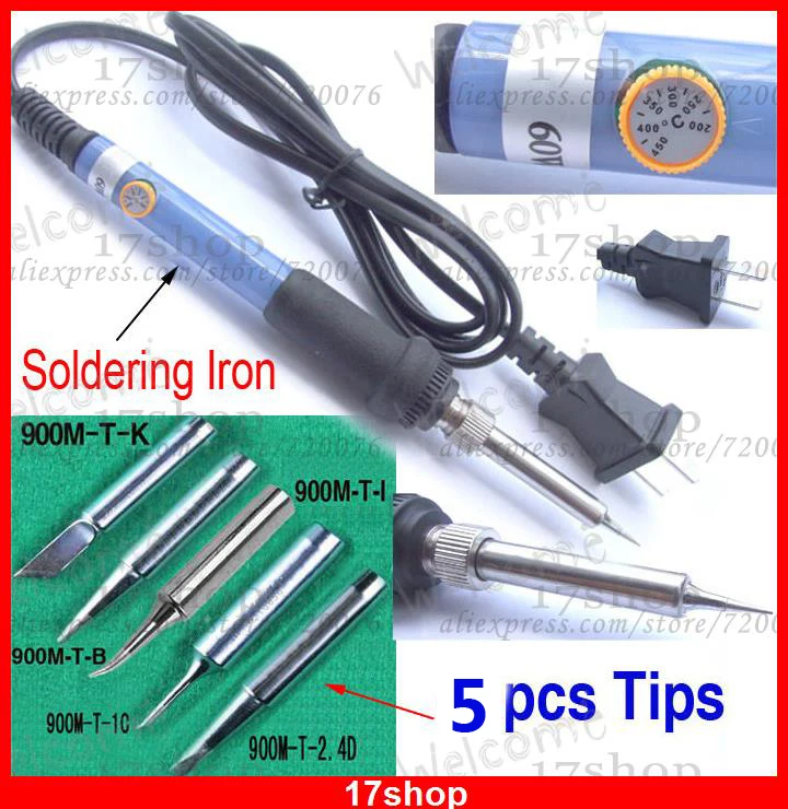 

1pcs 110V 60W Soldering Iron PENCIL Adjustable thermostat electric iron for 933 936 with 5pcs Soldering TIPS