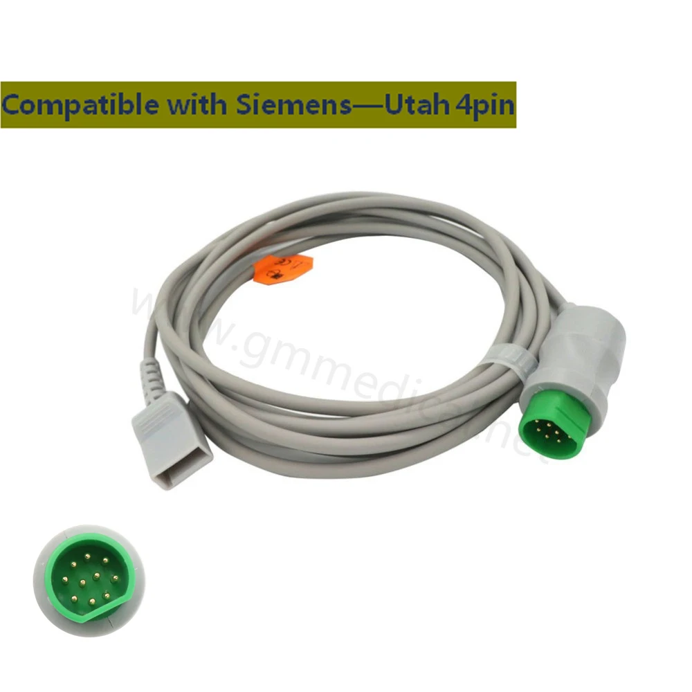 Siemens Compatible-Utah Invasive Blood Pressure/IBP Adapter Cable,Round 10pin Utah-4pin.