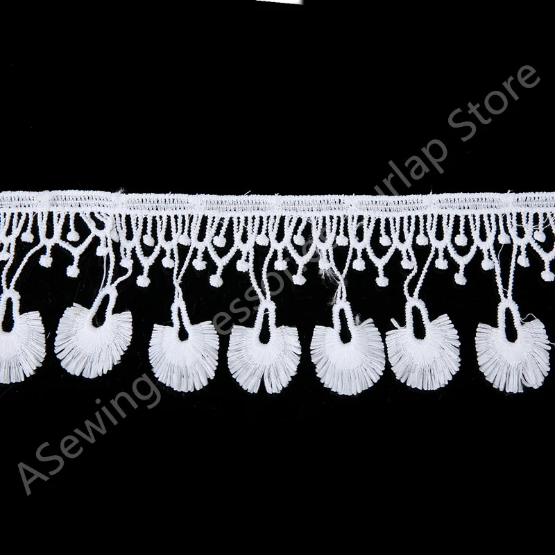 5 yardr Black and white delicate milk silk water soluble hollow tassel lace trims clothes skirt long decorative 5BB5494