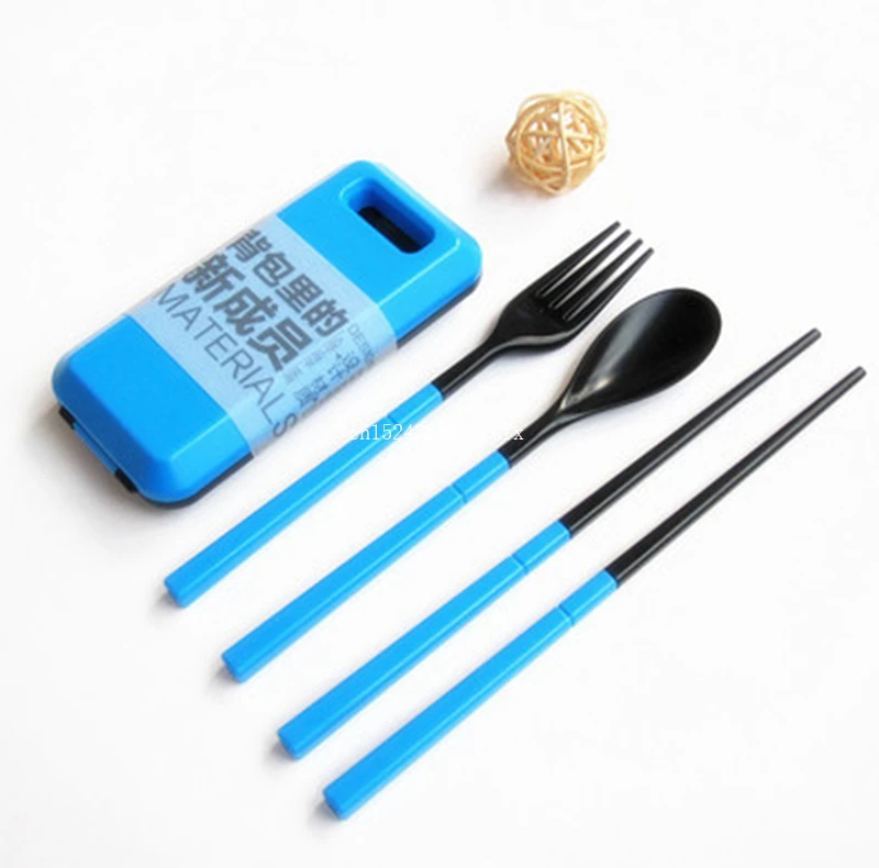 

50sets Portable Tableware Sets With Folding Combination Dinnerware Tableware Kitchen Tools 3pcs/set Chopstick Spoon Fork