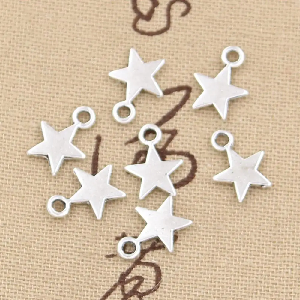 50pcs Charms Star 11x8mm Antique Making Pendant fit,Vintage Tibetan Bronze Silver color,DIY Handmade Jewelry