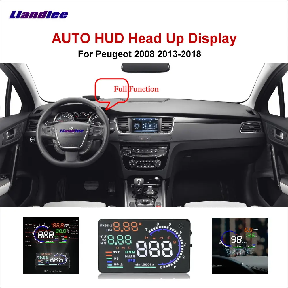 

Full Function HUD Car Head Up Display For Peugeot 2008 2013-2018 Safe Driving Screen OBD Data Projector Windshield