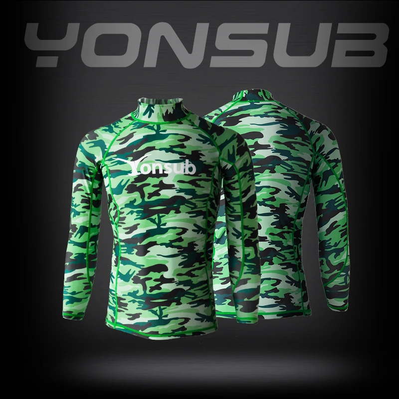 Camouflage Rash Guard Swimsuit Sunscreen Swimsuit Long Sleeve Surfing Snorkeling Swimsuit Men's Fitted Swimsuit Convenient Sport