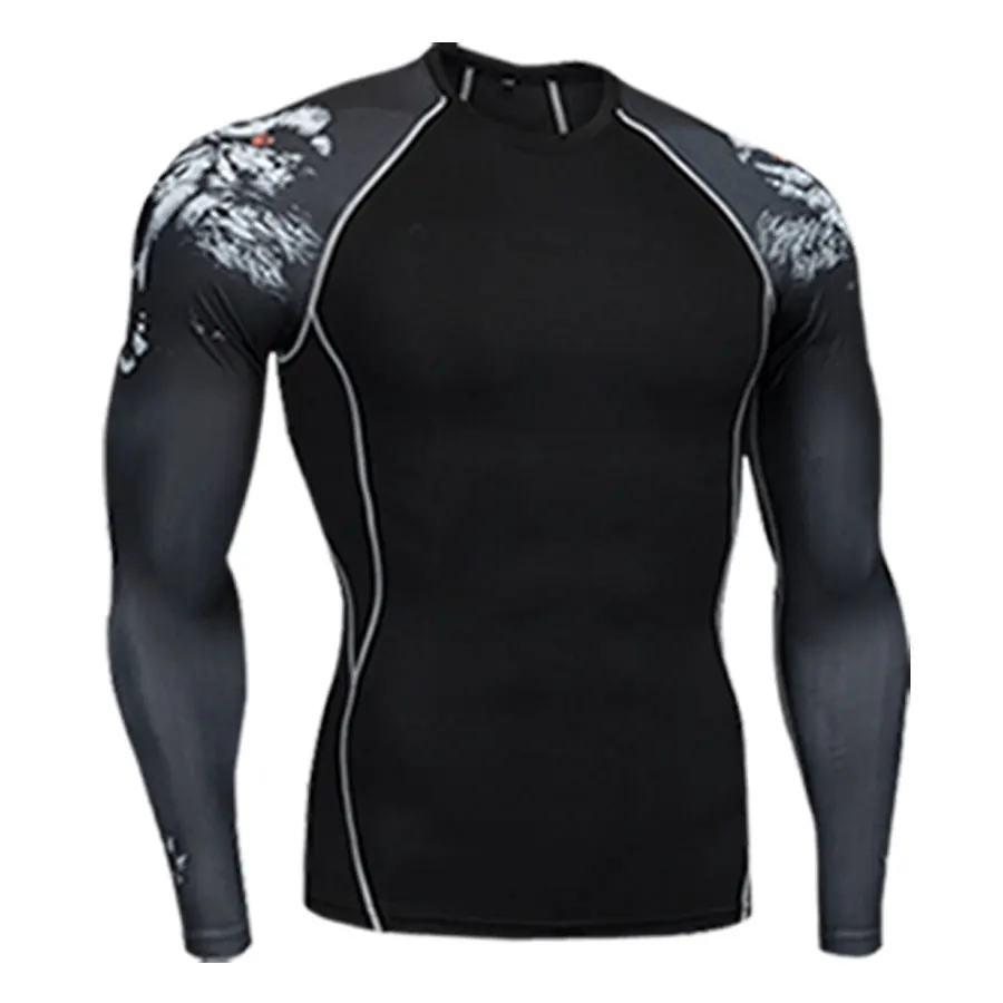 Men Compression Long Sleeve Quick-drying T-shirt tights shirts leggings MMA Tight thermo shirt 2019 brand men tracksuit 4XL