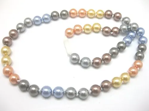 Multicolor 8mm shell simulated-pearl round beads chains necklaces link chain for women high grade jewelry making 17inch F326PE