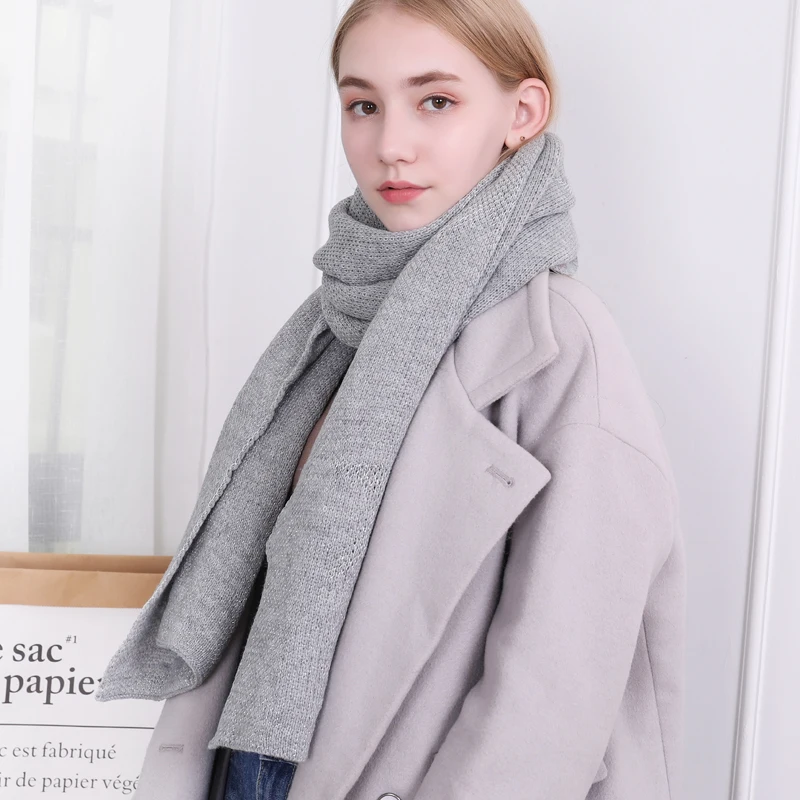 

knitted Scarves for Women Shawls Winter Warm cashmere wool oversized Scarf Luxury Brand Soft Fashion Wraps gray black