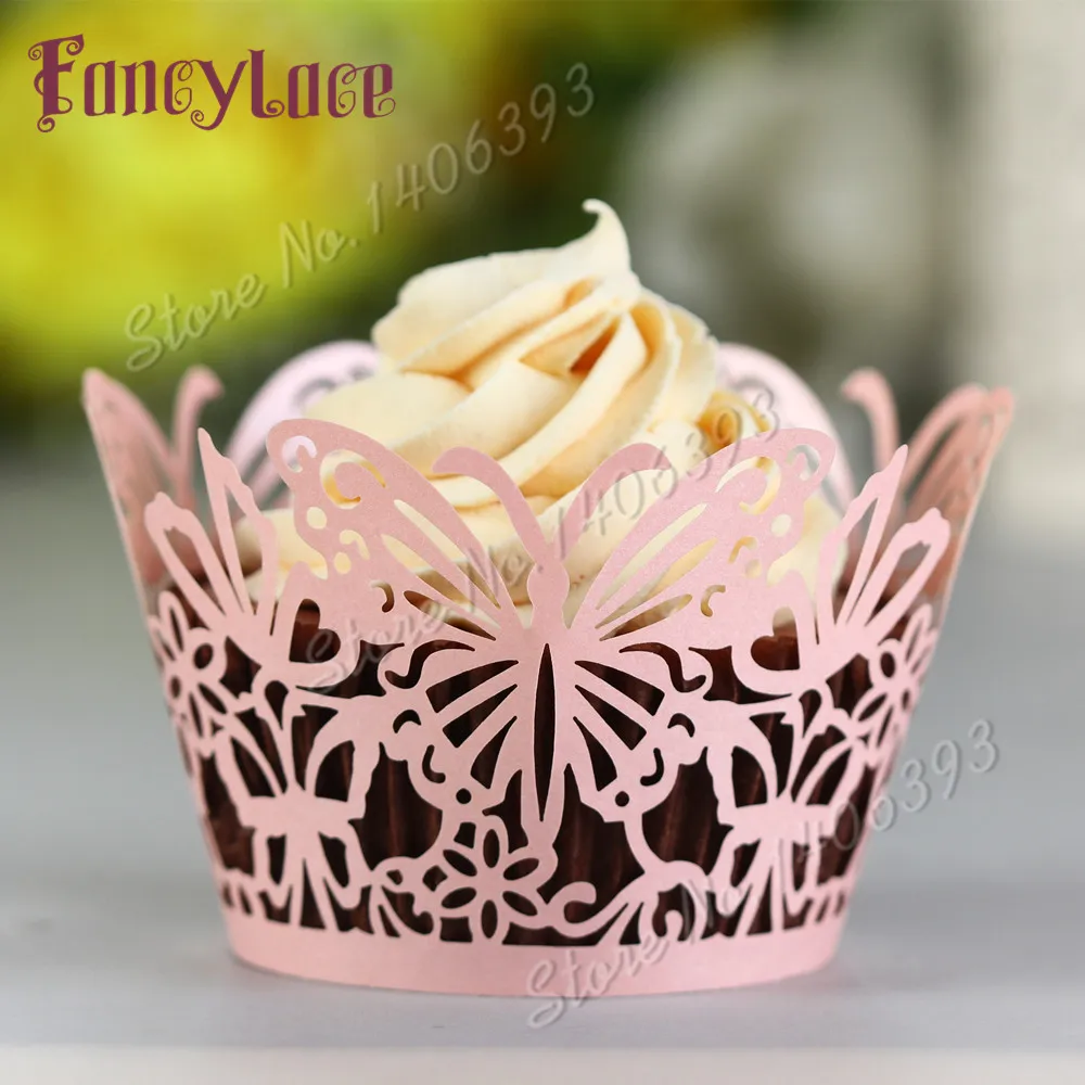 

24pcs Colorful Cup Cake Liners laser cut Butterflies Patterns Wedding Valentine Cheap Cupcake Wrappers Fancy Party Decorations