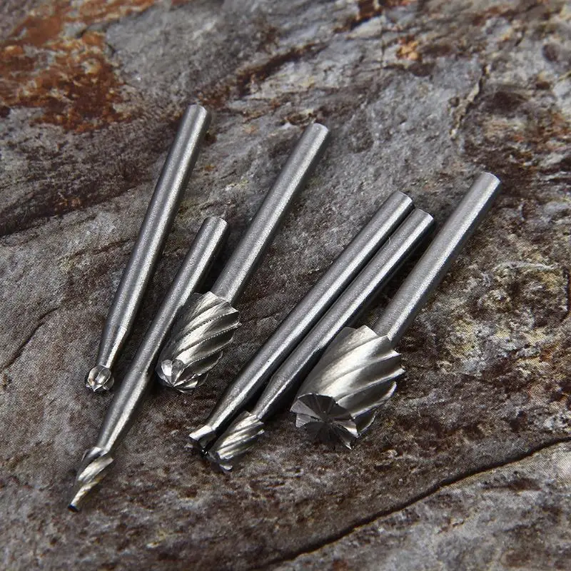 6 pçs dremel ferramentas rotativas hss mini broca conjunto de corte roteamento roteador moagem bits fresas para escultura em madeira corte ferramentas