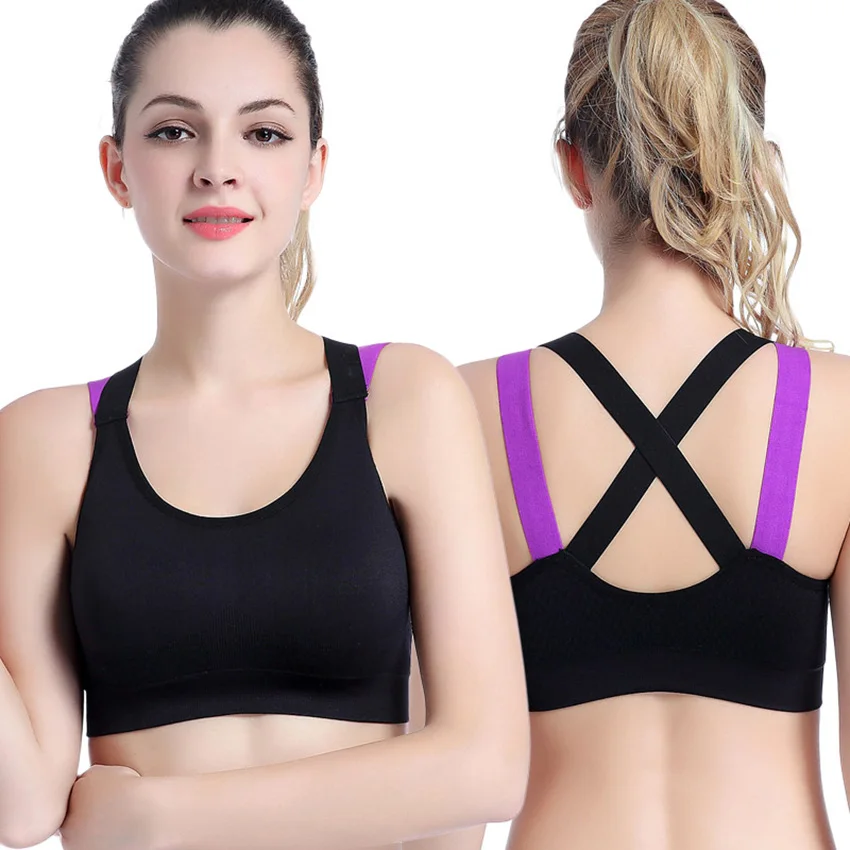 Reggiseno sportivo Push-Up adorabile XL per donna cinghie incrociate reggiseno da palestra comodo imbottito senza fili intimo Yoga abbigliamento