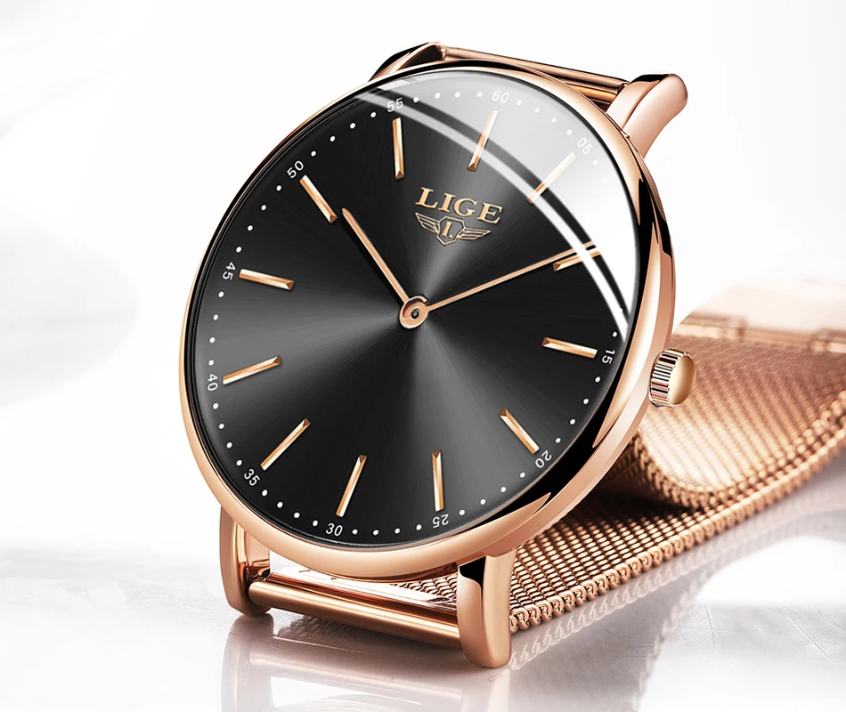 2023 lige neue roségold frauen uhr business quarzuhr damen top marke luxus weibliche armbanduhr mädchen uhr relogio feminin