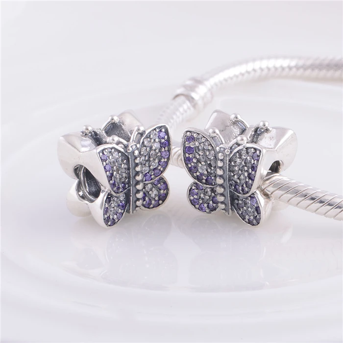 

LW358 подходит для европейского браслета Pandora ожерелья DIY 925 Стерлинговое Серебро оригинальные бусины Циркон Бабочка очаровательные женские ювелирные изделия