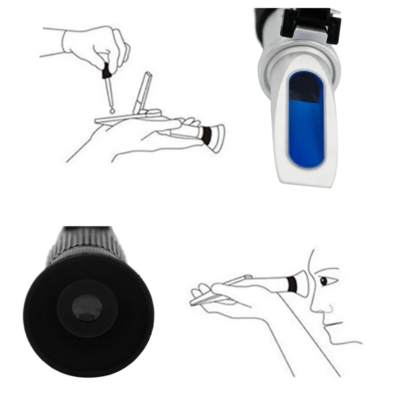 2 in 1 Handheld Brix Refractometer Tester Salinometer with ATC for Brine Fruit Beer Dual Scale Brix 0-32% Salt 0-28%