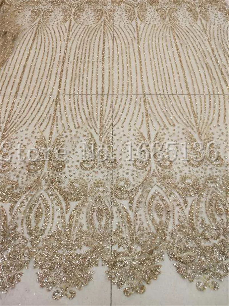 

Gold color tulle lace with glued glitter fashion H-1902 african glitter lace fabric for party decoration 5yard/lot