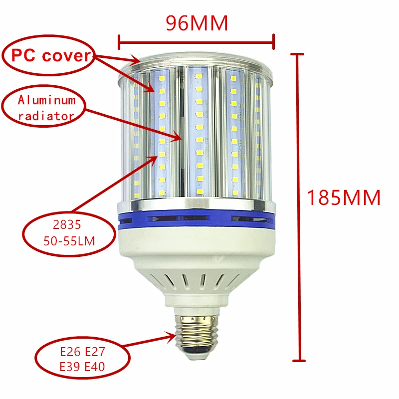 2835 60W LED bulb 80W Big corn lamp 100W street lamp 150W yard lamp E27 E39 E40 For Factory Warehouse  High Bay Light Corn Lamp