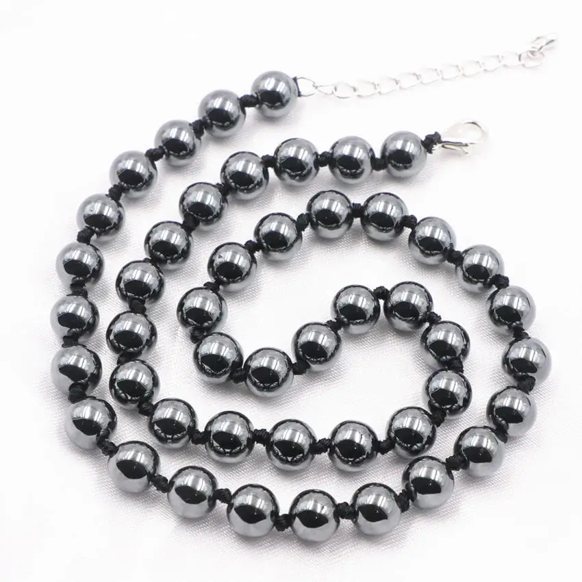 

Wholesale Price Grace Chokers Necklace Black Natural Hematite Stone Round Beads 6 8 10mm Rope Chain Health Jewelry 18inch A799