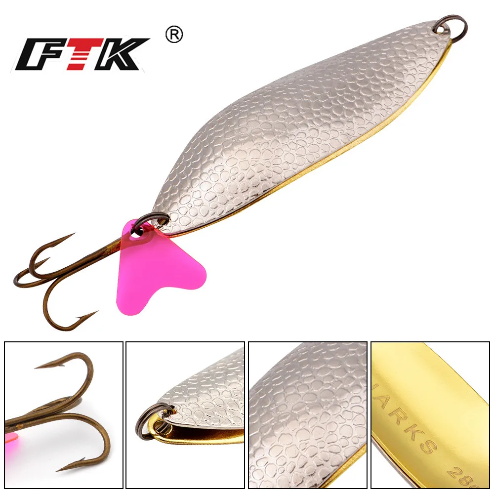 FTK 1PC Spoon Fishing Lure 8 Colors 30g/32g/40g With  Treble Hook 35647-BN Bass CrankBait Spoon Crank Bait Pesca Tackle